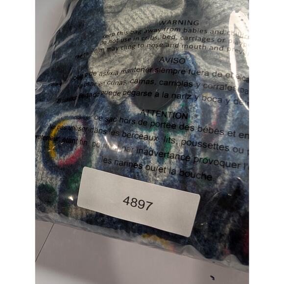 Damee Sweater Womens Large Blue Sleeveless Cardigan Vest Art - Picture 10 of 10